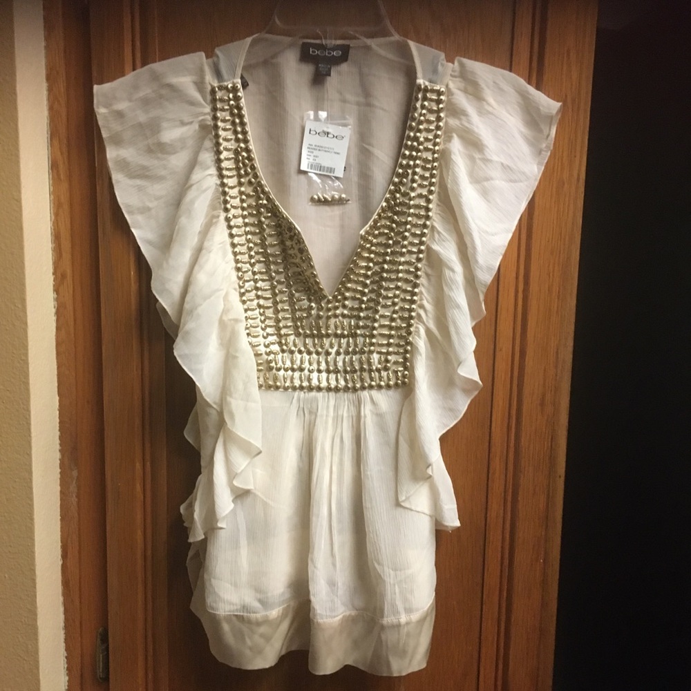 Women’s new Bebe Decorative short sleeve blouse